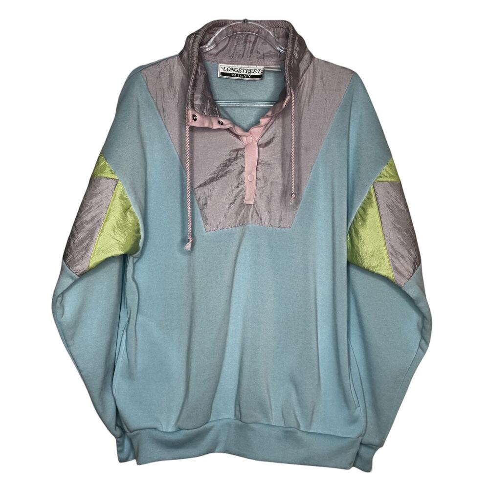 1980s Longstreet Missy Pastel Colorblock Pullover Jacket Large